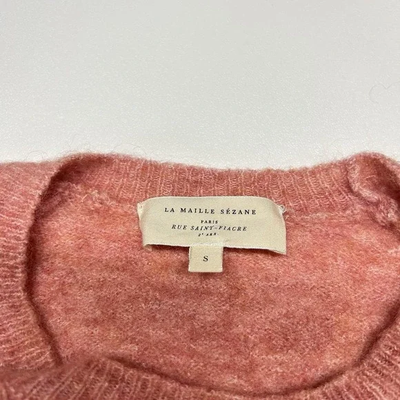 Sezane Louise Sweater Size Small Blush Pink Merino Wool Mohair Blend Luxury - Picture 5 of 10